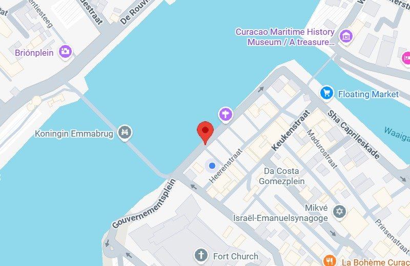 Map showing Mr. Tablecloth's location on Handelskade, Willemstad