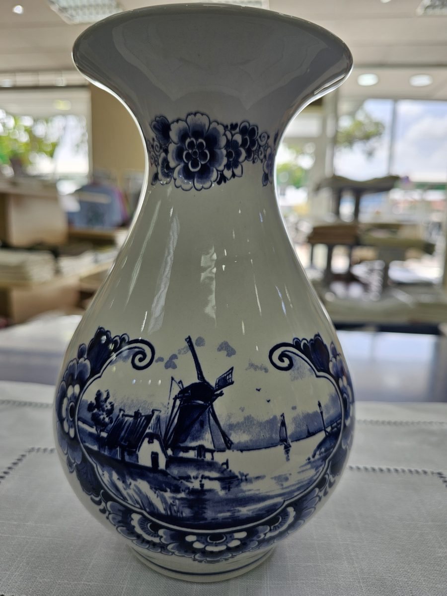 Delft Blue Windmill Vase