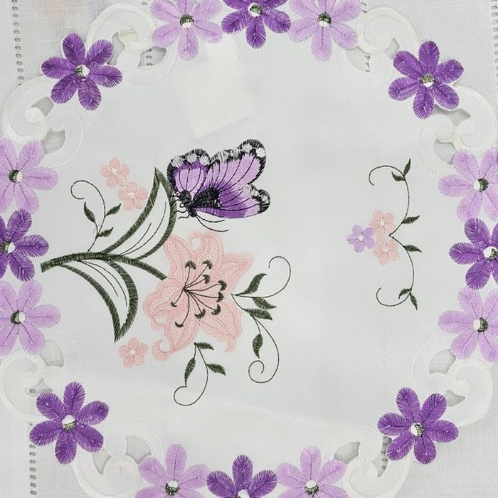 Purple Daisy & Butterfly Doily