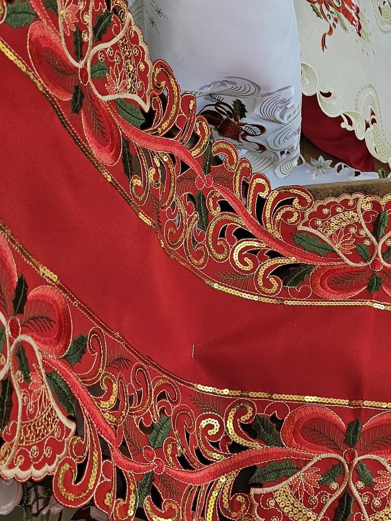 Gold Bell Christmas Tablecloth